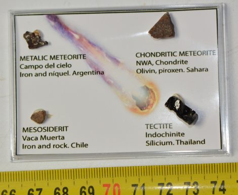 A small collection of 3 meteorites and a tektite SOLD (L) 07