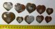 10 ammonite heart-shaped pendants