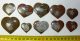10 ammonite heart-shaped pendants