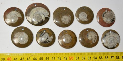 10 polished ammonite pendants SOLD (JA) 08