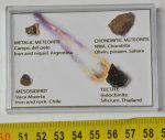  A small collection of 3 meteorites and a tektite